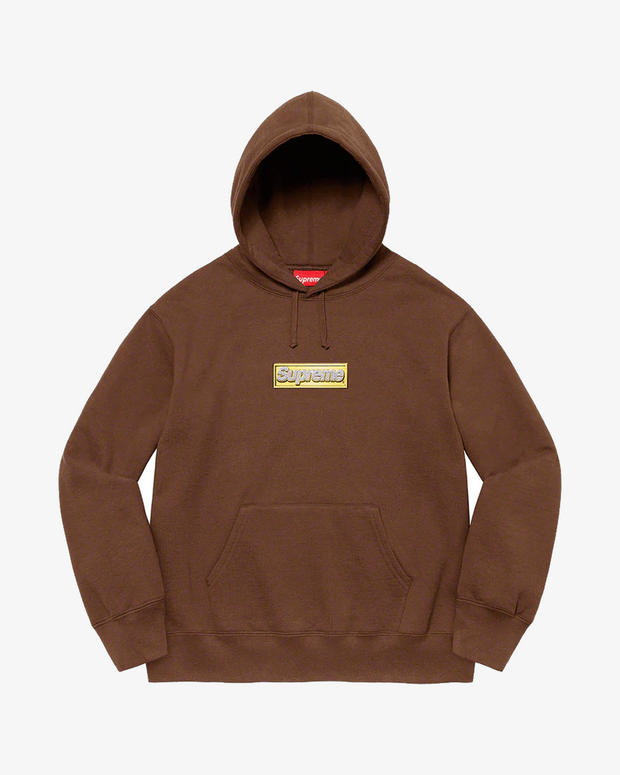 SUPREME SS22 BLING BOX LOGO BROWN HOODIE