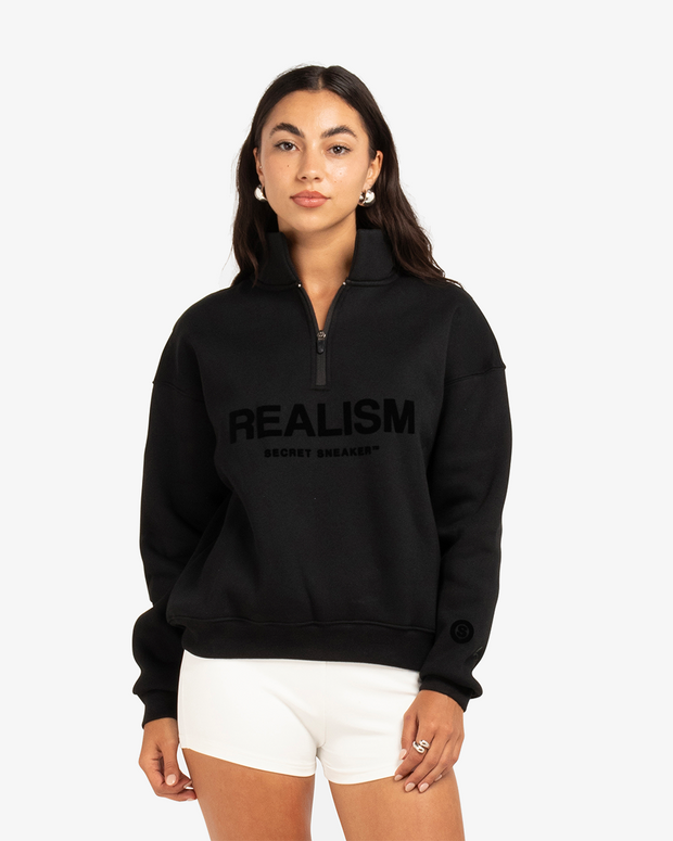 SSS REALISM IDOL HALF ZIP SWEATER BLACK Secret Sneaker Store Online